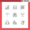 Modern Set of 9 Outlines Pictograph of technology, mobile, computer, money, currency