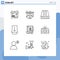 Modern Set of 9 Outlines and symbols such as economy, touch, entertainment, slide, office