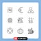 Modern Set of 9 Outlines and symbols such as file, chart, human, target, money