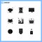 Modern Set of 9 Solid Glyphs Pictograph of colony, city, money, love, heart