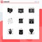 Modern Set of 9 Solid Glyphs Pictograph of day, american, report, fire, world wide