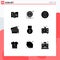 Modern Set of 9 Solid Glyphs Pictograph of key, money, ball, credit, banking