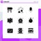 Modern Set of 9 Solid Glyphs Pictograph of loan, finance, microphone, data, screen