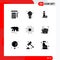 Modern Set of 9 Solid Glyphs Pictograph of milky way, canada, chess, polar, animal