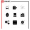 Modern Set of 9 Solid Glyphs Pictograph of mobile, device, holiday, monitor, window