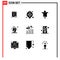 Modern Set of 9 Solid Glyphs Pictograph of money, business, agriculture, infusion, green tea