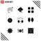 Modern Set of 9 Solid Glyphs Pictograph of music, headphone, education, customer, profile