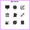 Modern Set of 9 Solid Glyphs Pictograph of power, banking, nuclear, bank, document