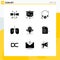 Modern Set of 9 Solid Glyphs Pictograph of scale, bulb, flower, idea, lungs