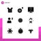 Modern Set of 9 Solid Glyphs Pictograph of wheel, gear, contact, user, edit