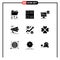 Modern Set of 9 Solid Glyphs and symbols such as announce, loudspeaker, resume, megaphone, document