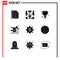 Modern Set of 9 Solid Glyphs and symbols such as develop, viscous, play, sweet, autumn