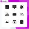 Modern Set of 9 Solid Glyphs and symbols such as email, people, setting, group, company