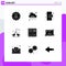 Modern Set of 9 Solid Glyphs and symbols such as grid, wedding, server, loving, hearts