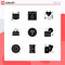 Modern Set of 9 Solid Glyphs and symbols such as jewelry, achievements, balloon, parade, instrument