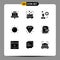 Modern Set of 9 Solid Glyphs and symbols such as jewelry, diamond, developer, business, rise