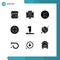 Modern Set of 9 Solid Glyphs and symbols such as joystick, device, multimedia, controller, light