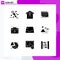 Modern Set of 9 Solid Glyphs and symbols such as mail, care, layout, medical, case