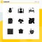 Modern Set of 9 Solid Glyphs and symbols such as ready, document, superhero, workplace, table