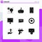 Modern Set of 9 Solid Glyphs and symbols such as tablet, file, mobile, application, display