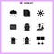 Modern Set of 9 Solid Glyphs and symbols such as year, date, paper, calendar, seeding