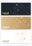 Modern set of horizontal cards. Geometric golden presentation. Template for banner, business card, greeting card. Lines