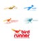 Modern set of minimalist bird phoenix logo design