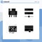 Modern Set of Solid Glyphs Pictograph of desk, screen, connection, hosting, technical