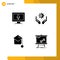 Modern Set of Solid Glyphs and symbols such as monitor, graduation hat, hands, hold, business
