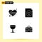 Modern Set of Solid Glyphs and symbols such as present, beer, love, file, equipment