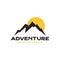 Modern shape mountain adventure with sunset logo design vector graphic symbol icon sign illustration creative idea