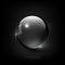 Modern Shiny Transparent glass sphere with shadow on dark black background, vector illustration