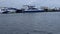 Modern ship anchored in the morning, Jakarta, Indonesia - 2021