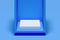 Modern Showcase with empty space on pedestal on blue background. 3d rendering. Minimalism concept