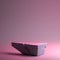Modern Showcase Made From Stone or Concrete On Neon Pink and Violet Background. Copy Space. 3d rendering