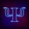 Modern Sign Logo of Psychology. Psi. Creative style. Icon in . Design concept. Brand company. Neon blue color letter on