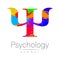 Modern Sign of Psychology. Psi. Creative style. Icon in vector. Design concept. Brand company. Rainbow brush strokes