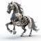 Modern Silver 3d Horse On White Background