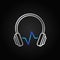Modern silver headphones with blue sound wave vector icon