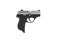 Modern silver semi-automatic pistol. A short-barreled weapon for self-defense. A small weapon for concealed carry. Isolate on a
