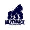 Modern silverback gorilla mascot logo.