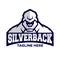 Modern silverback gorilla mascot logo.