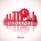 Modern Singapore City Skyline Design with national flag.