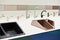 Modern sinks for home kitchen interior in store