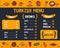 Modern sketch Turkish food menu with Kebab, Dolma, Shakshuka, shisha. Freehand vector doodles isolated on dark