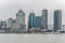 Modern skylines at the bank of Huangpu River, the bund of Shanghai, view from Pudong