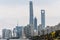 Modern skylines at the bank of Huangpu River, the bund of Shanghai, view from Pudong