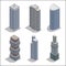 Modern Skyscrapers. Isometric Building Construction