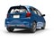 Modern small blue compact car - rear view