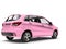 Modern small compact cars in fabulous pink color - back view